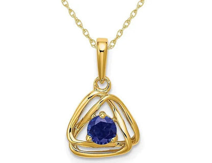 1/3 Carat (Ctw) Lab Created Blue Sapphire Geometric Pendant Necklace in 14K Yell