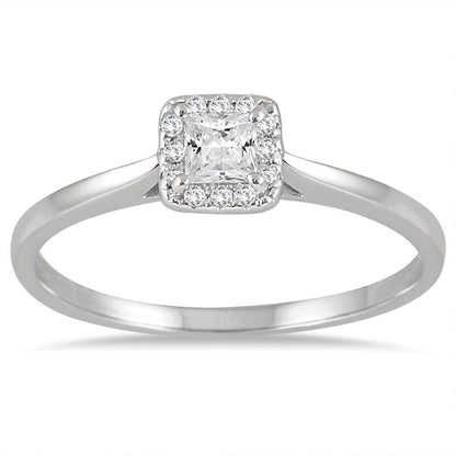 Women'S 1/3 Carat TW Princess Diamond Halo Ring in 14K White Gold (J-K-L Color,