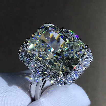 100% 925 Sterling Silver Radiant Cut 10CT VVS1 D Color Created Moissanite Weddin