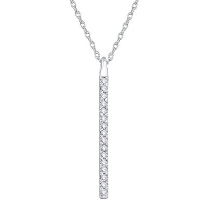 0.20 CT. T.W. Diamond Bar Pendant 14K White Gold
