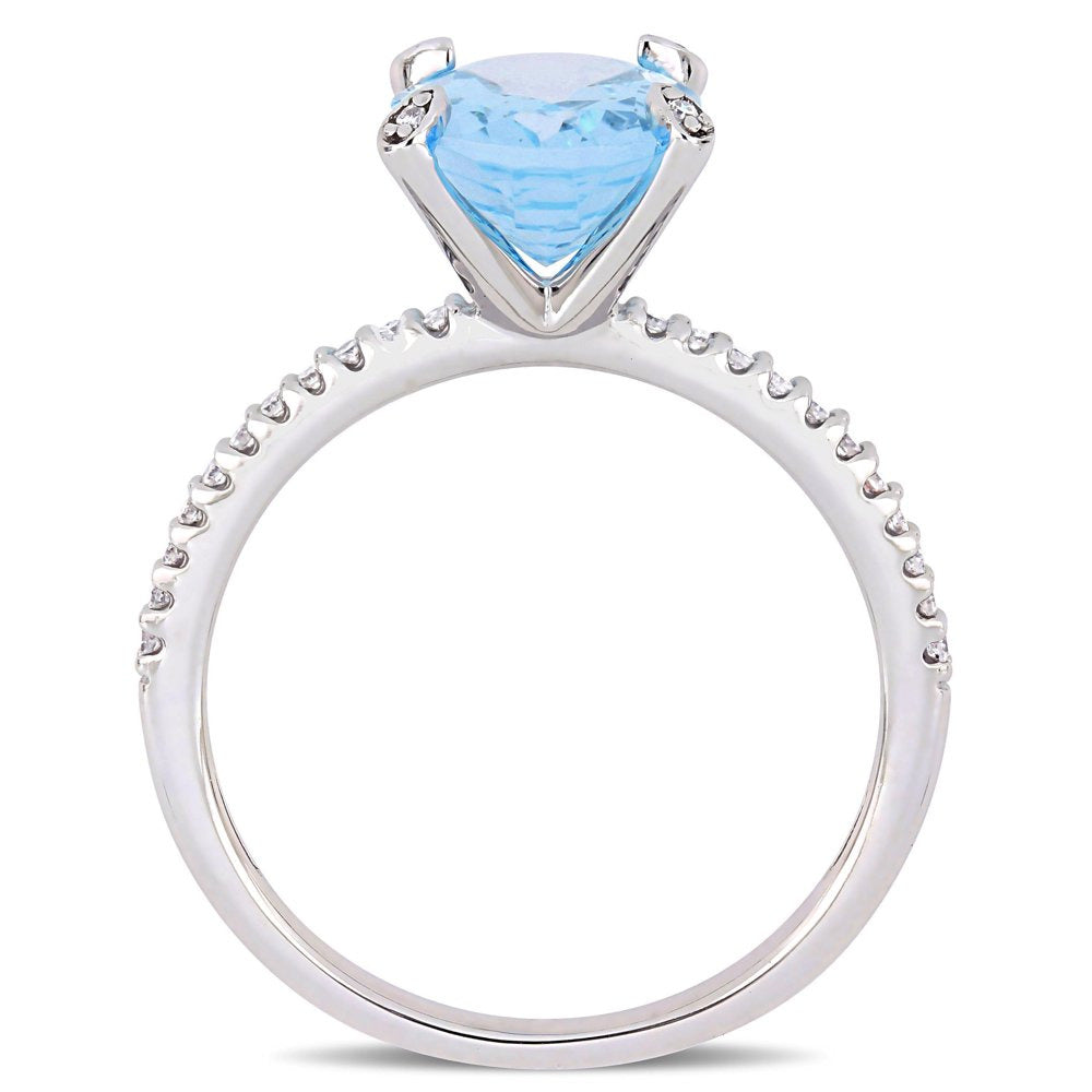 Miabella Women'S 3-4/5 Carat Oval-Cut T.G.W. Sky-Blue Topaz 1/4 Carat T.W. Diamo