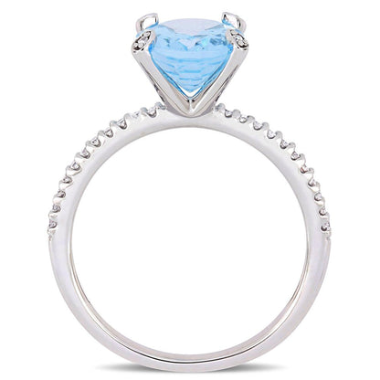 Miabella Women'S 3-4/5 Carat Oval-Cut T.G.W. Sky-Blue Topaz 1/4 Carat T.W. Diamo
