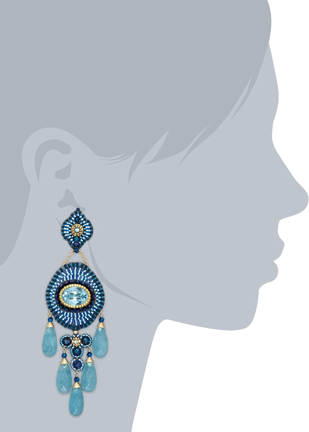 Gold-Filled, Lapis, and Blue Quartz Five-Drop Earrings