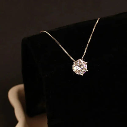 Women Simple Trendy Zircon Rhinestone Choker Necklace Shine Diamond Silver Chain