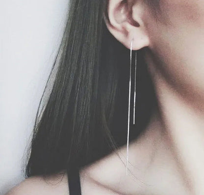 Minimalist Women'S Earline Earrings 925 Sterling Silver Long Chain Earrings, Wom