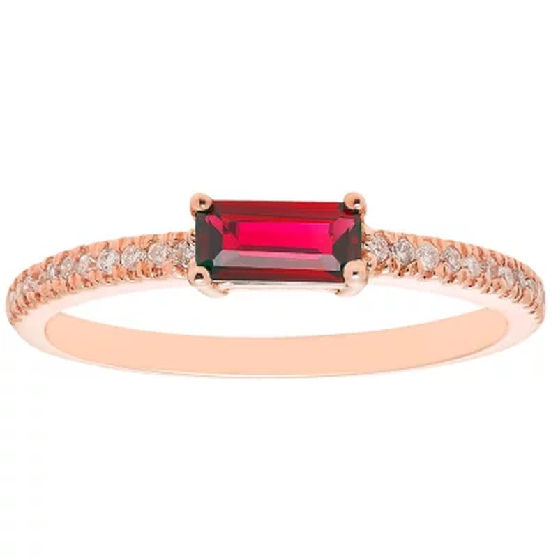 Lab Ruby and 0.10 CT. T.W. Diamonds in 14K Gold