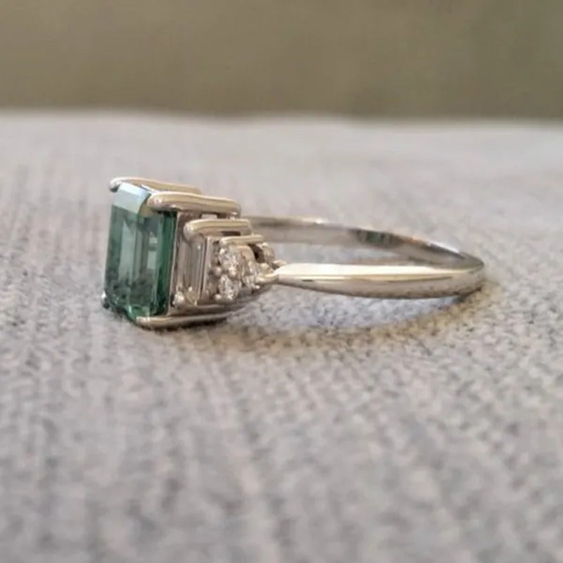 Classic Silver Color Delicate Blue Zircon Women'S Ring Anniversary Christmas Gif