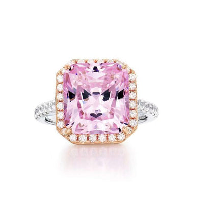 Sterling Silver Gold-Plated Diamond Ring Diamond Square Ring