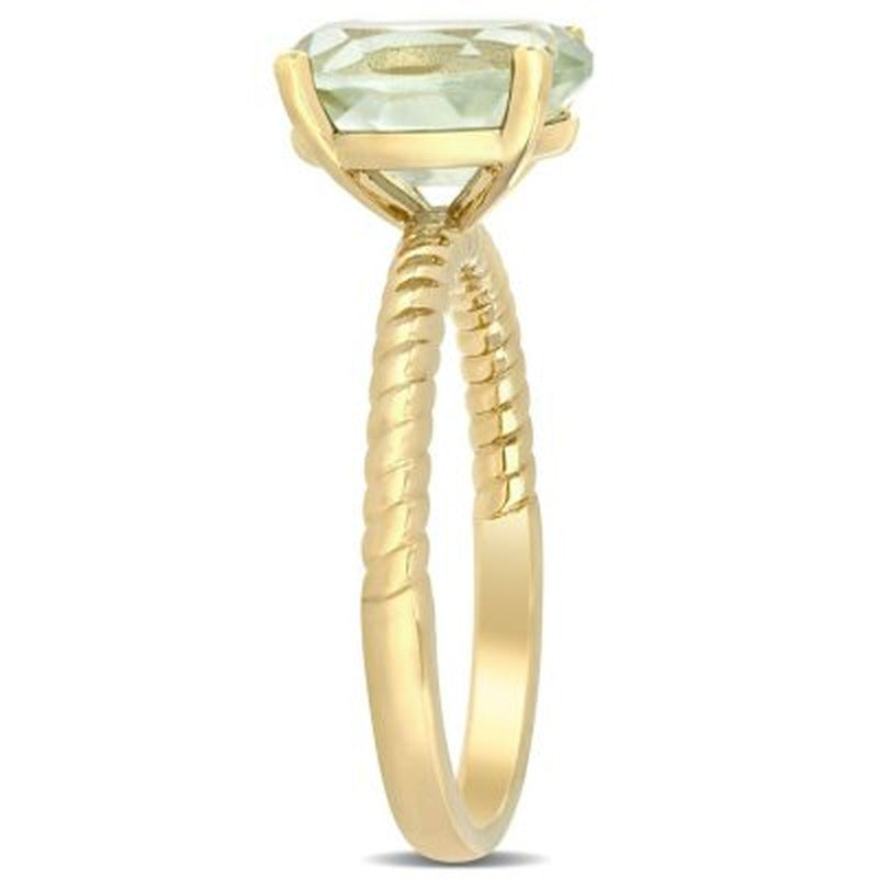 Prasiolite Quartz Promise Ring in 14K Yellow Gold