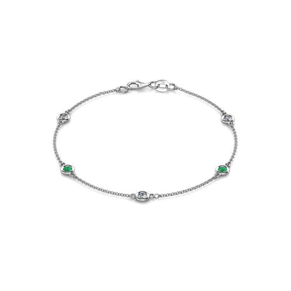Holiday Offer - Emerald and Lab Grown Diamond 3Mm Womens Station Bracelet 0.46 C
