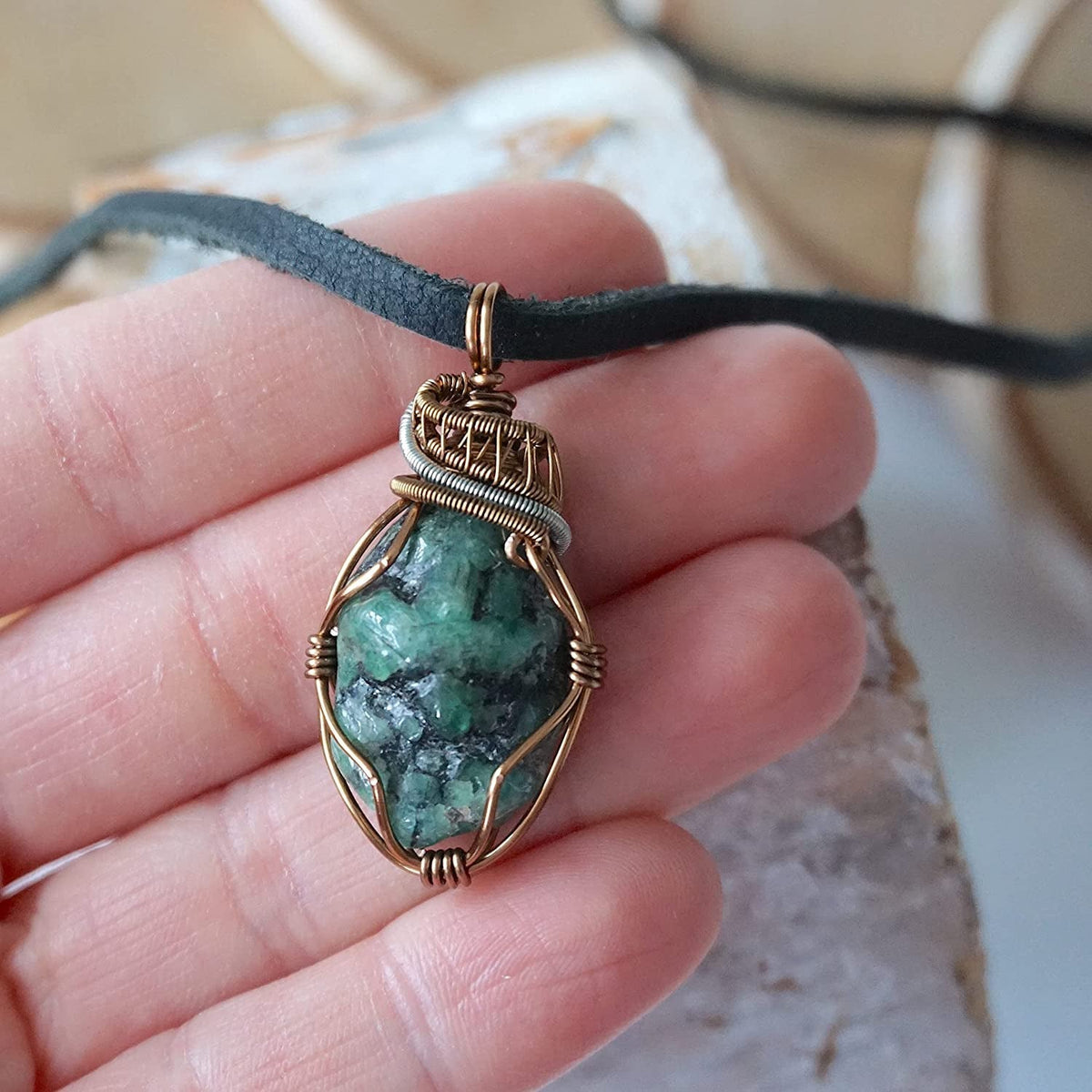 Men’S Green Emerald Necklace - Natural Emerald Necklace - May Birthstone - 24 In