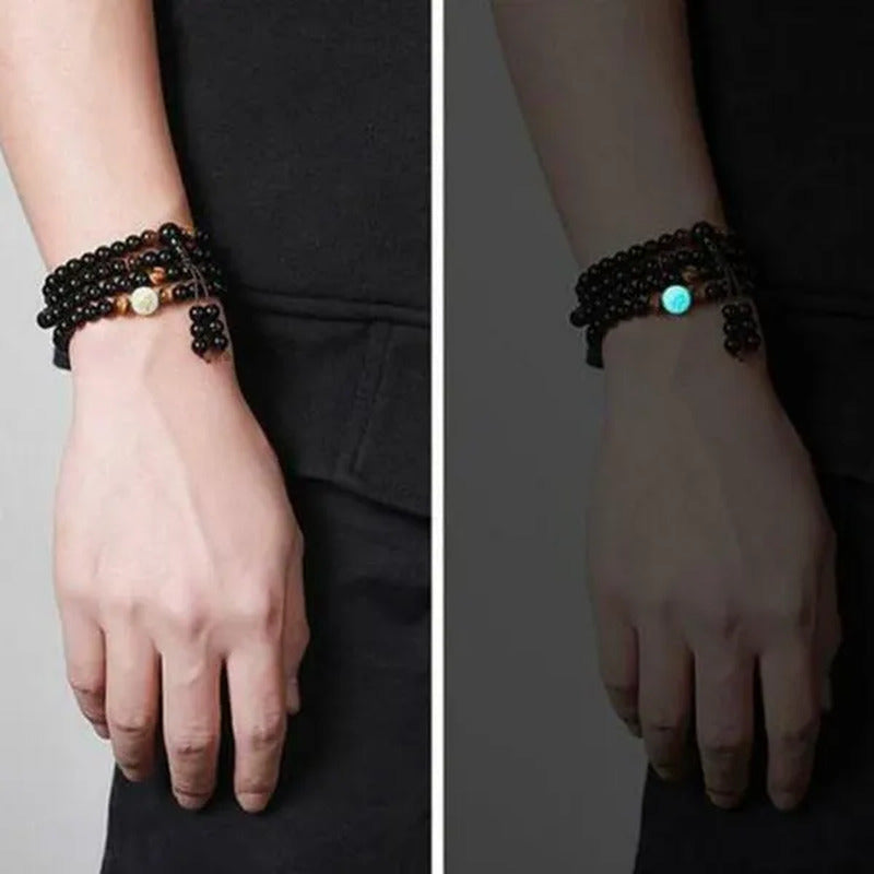 New Luminous Natural Stone Black Obsidian Healing Bracelet Weight Loss Unisex Sl