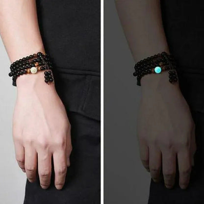 New Luminous Natural Stone Black Obsidian Healing Bracelet Weight Loss Unisex Sl
