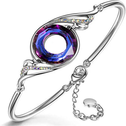 Phoenix Women Bracelets Rainbow Crystal Peacock Zircon Alloy Chain Bracelet