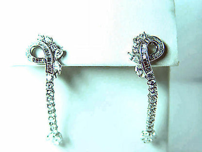 DIAMOND ROUND BRILLIANT BAGUETTE MARQUISE PEAR SHAPE DIAMOND DANGLE DROP EARRING