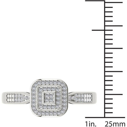 1/6 Carat T.W. Diamond Cluster Square-Shape Double Halo 10Kt White Gold Engageme