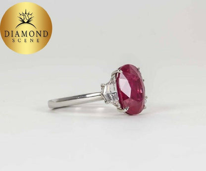 5 Carat GIA Cert Ruby Diamond Platinum Ring