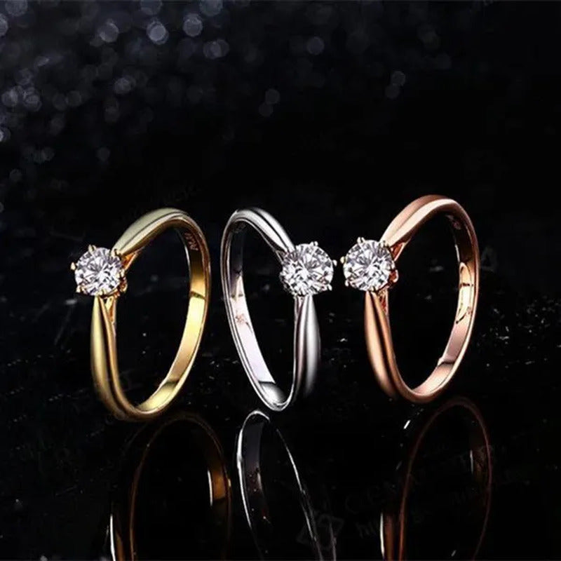 Classic Wedding Rings for Women Forever Simple Six Claws Zirconia Fashion Solita