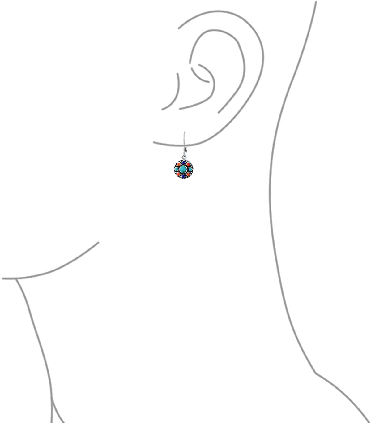 South Western Style Multi Stone Sterling Lapis Stabilized Turquoise Orange Coral