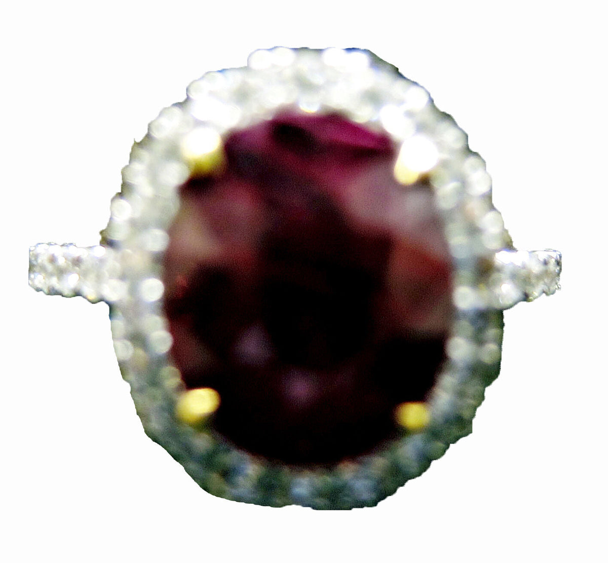 Ruby oval shape 5.02 ct and diamond ring 18 k white gold