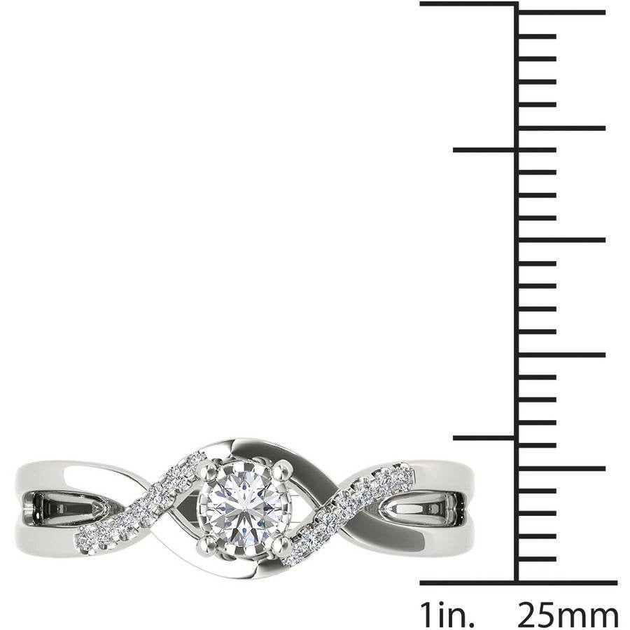 1/20 Carat T.W. Diamond Criss-Cross Shank Cluster 10Kt White Gold Engagement Rin