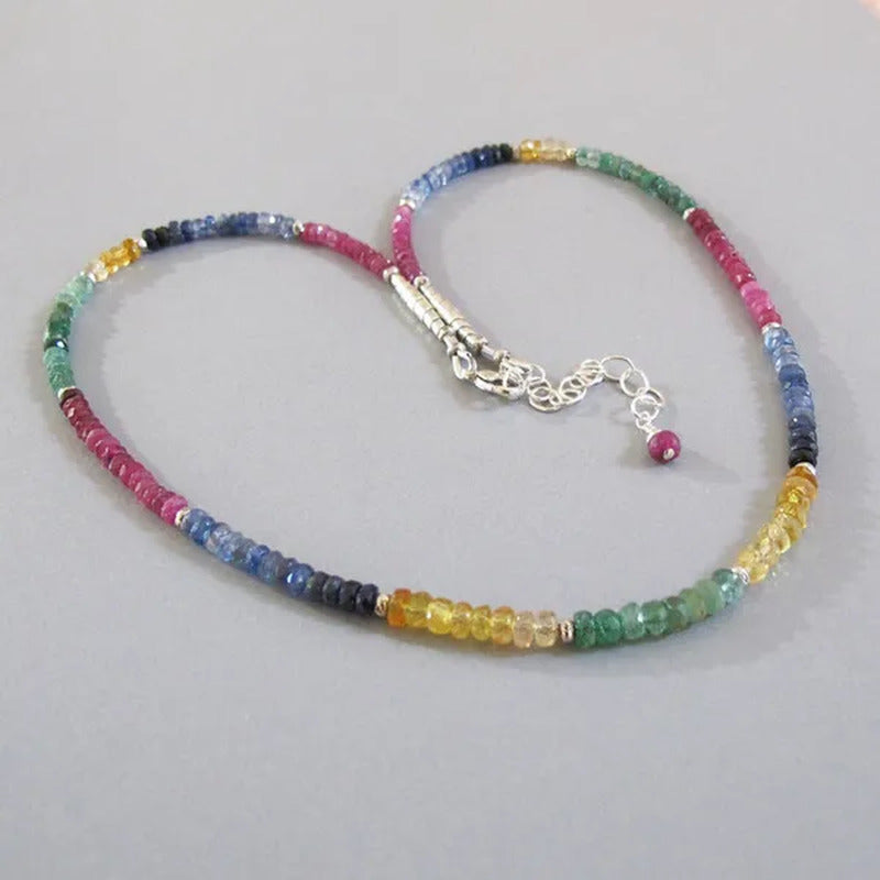 Ruby Emerald Sapphire Citrine Necklace Sterling Silver Djstrang Red Pink Green B