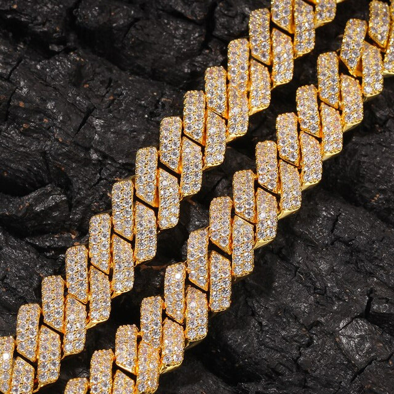 Prong 13Mm Cuban Chain Micro Pave Cubic Zircon Mixed Luxury Bling Bling Full