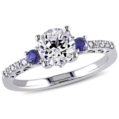 Miabella Women'S 1-3/5 Carat T.G.W. Created White Sapphire and Created Blue Sapp