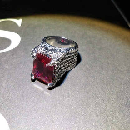 Women Rings Natural Ruby Diamond Engagement Antique Ring,Dazzling Diamond Sterli