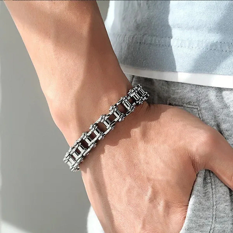 Stainless Steel Biker Mens Bracelet Link Chain Motorcycle Bike Bicycle Chain Bra