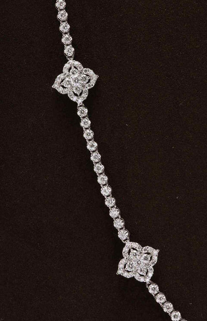 Long Diamond Tennis Necklace with Diamond Motifs