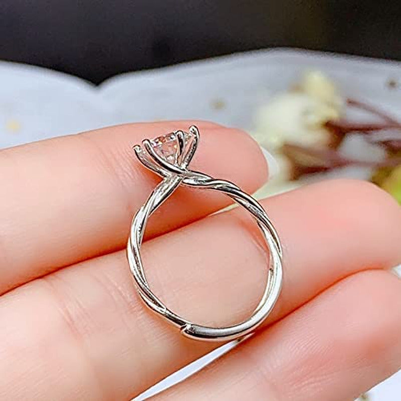 Shiny Full Diamond Ring 2Carat round Cut Cubic Zirconia Promise Wedding Ring for