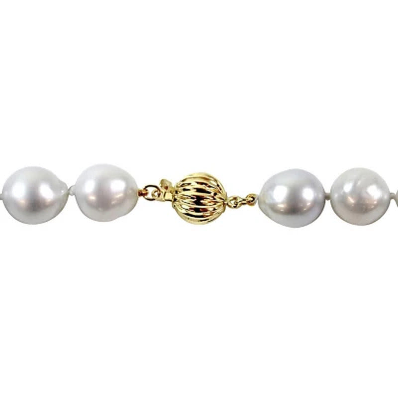 Allura 9-11 Mm White South Sea Pearl Strand Necklace and 9-10 Mm Stud Earrings S