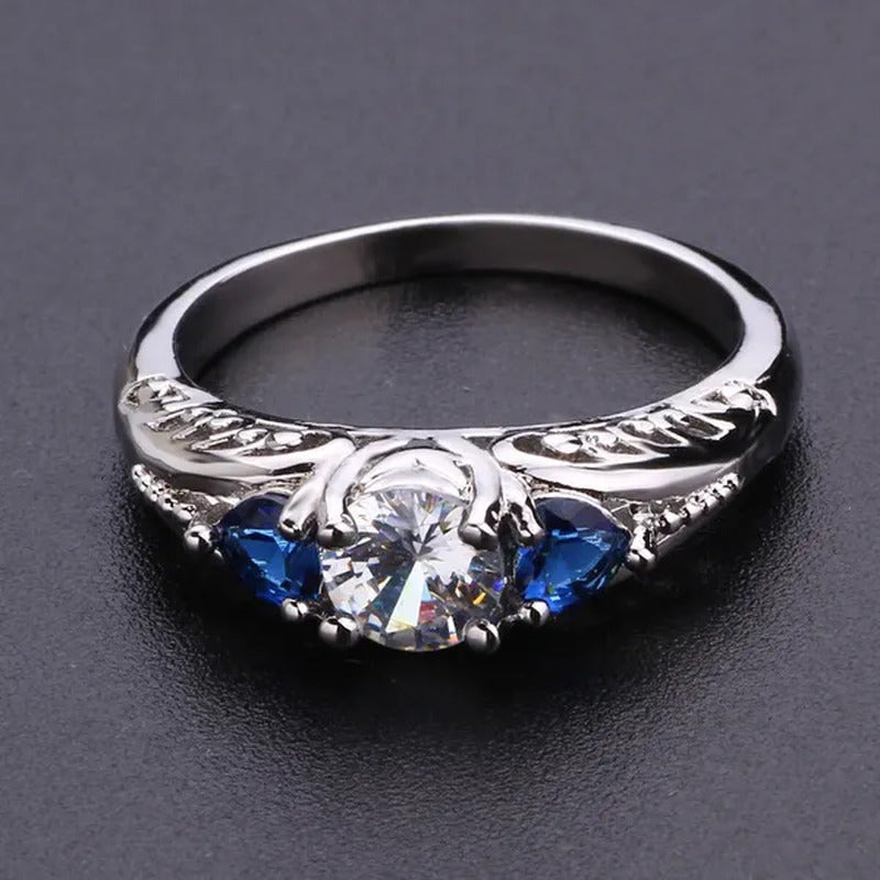 Retro Women'S Ring Princess Cut Diamond Sapphire Antique Proposal Gift Rings Bri