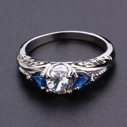 Retro Women'S Ring Princess Cut Diamond Sapphire Antique Proposal Gift Rings Bri