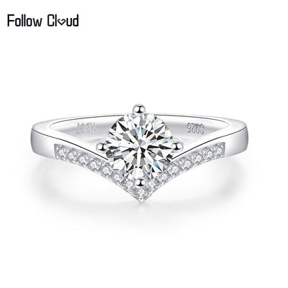 2.0 Carat 8Mm Moissanite Proposal Ring for Women Classic Crown Lab Grown Diamond
