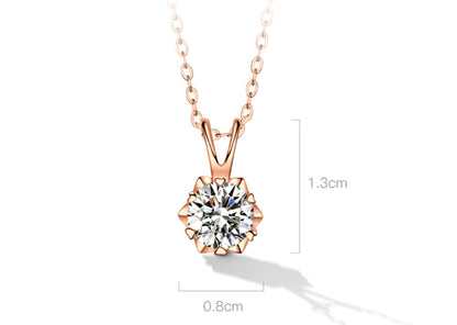 Silver Six Prong Solitaire Diamond Pendant Marriage Proposal Wedding Necklace