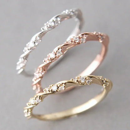 Simple and Exquisite Fashion Three-Color Rose Gold Gold Silver Women'S Ring, Cut