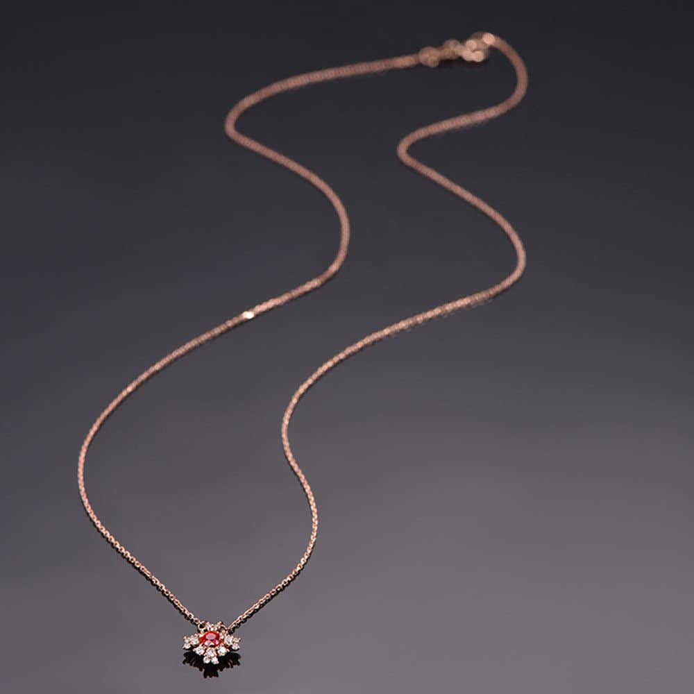 Natural Red Ruby Diamond Pendant Solid 14K Rose Gold Antique 925 Sterling Silver