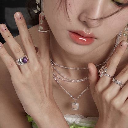 Women'S Fashion Simple Natural Amethyst Ring