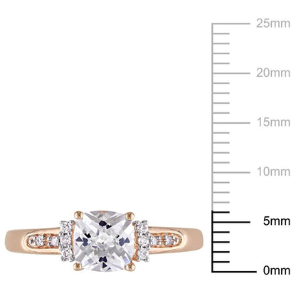 Women'S 1-1/4 Carat T.G.W. Cushion Checkerboard-Cut Created White Sapphire and R