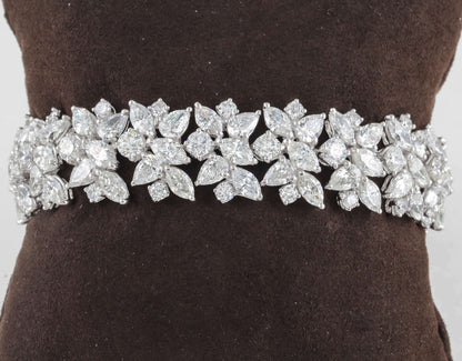 Estate Diamond Bracelet 22.00 ct round marquise diamond platinum
