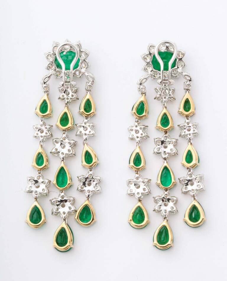 Emerald and Diamond Chandelier Earrings