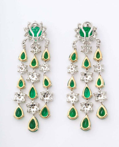 Emerald and Diamond Chandelier Earrings