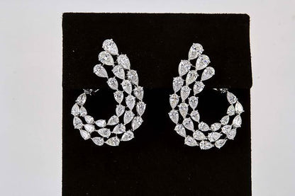 Multi Shape Diamond 9.02 ct f g vs Swirl Earrings Round Pear Marquise 18 k white
