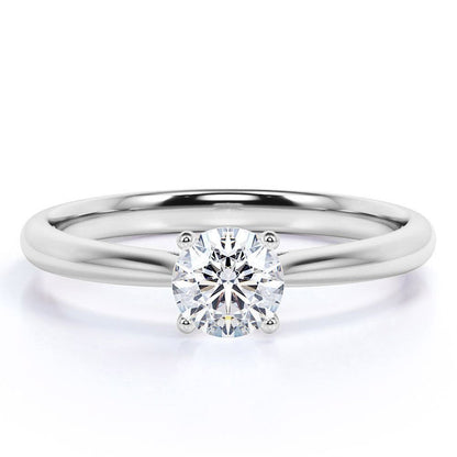 .33 Carat round Brilliant Real Diamond Solitaire Engagement Ring in 10K White Go