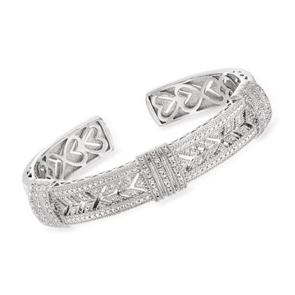 0.25 Ct. T.W. Diamond Vintage-Style Cuff Bracelet in Sterling Silver