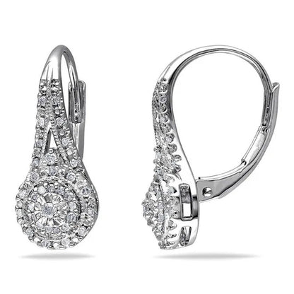 Women Elegant 925 Sterling Silver Paved round Cut Diamond Hoop Huggies Earrings