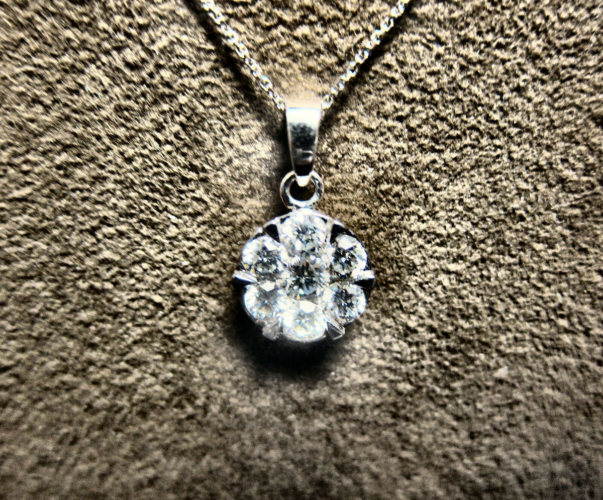 DIAMOND ROUND BRILLIANT SHAPE CLUSTER PENDANT 7 STONE