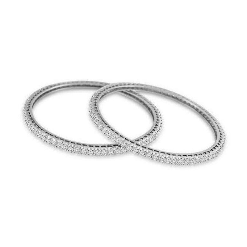 27081 4 CT round Diamond Ladies Bangle Fine - 14K White Gold